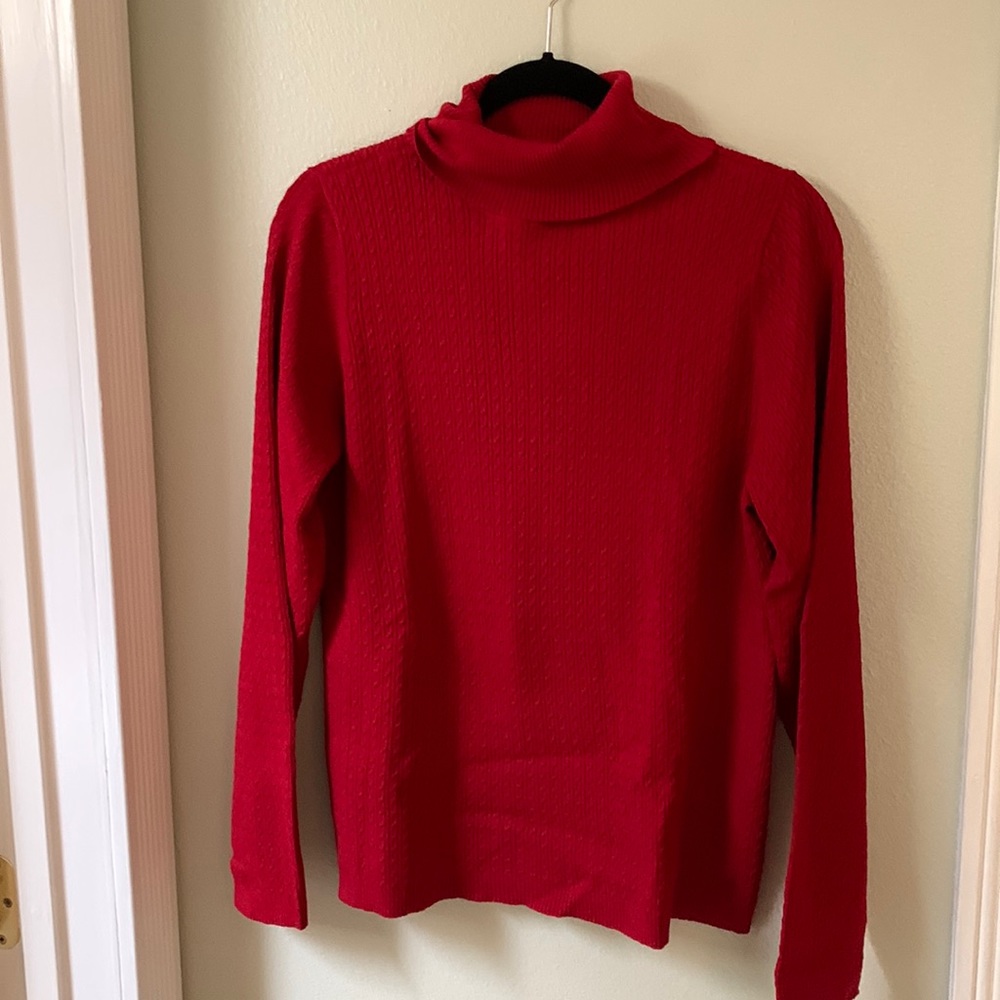 Charter Club, Red, XL, patterned knit top